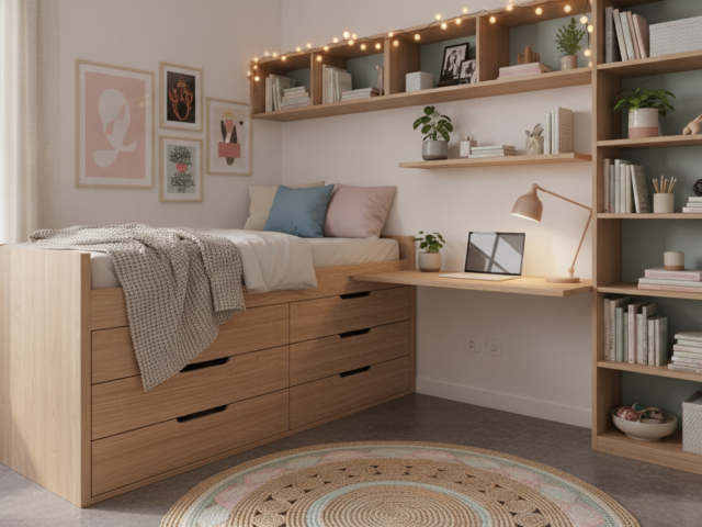 Chambre ado petit espace : rangement et déco