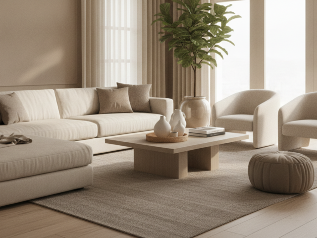 Déco salon beige et taupe : associations gagnantes