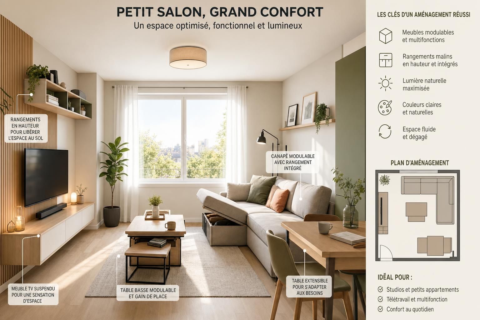 découvrez notre guide complet pour aménager un petit salon et optimiser chaque centimètre avec style et fonctionnalité.
