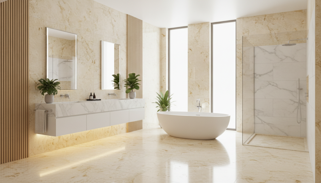 découvrez des idées inspirantes pour aménager votre salle de bain en travertin, explorez les prix et trouvez des alternatives élégantes et abordables pour un espace unique.